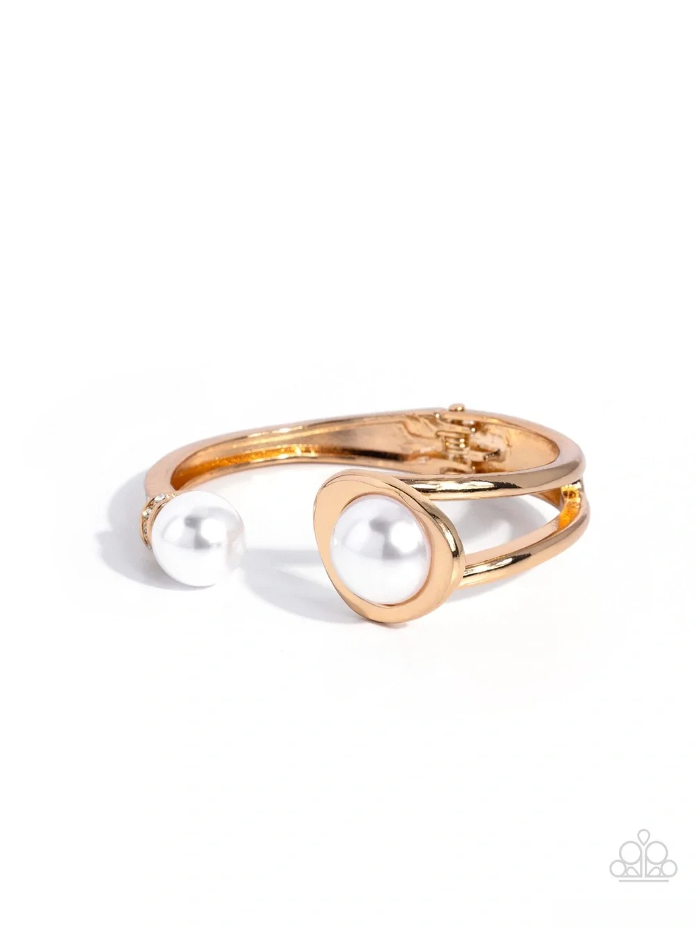 paparazzi Gold Pearl Open Cuff Bracelet - Gold and White